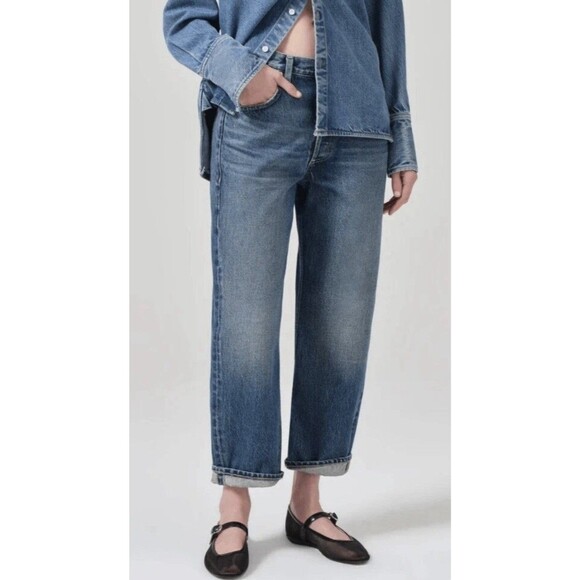 Citizens of Humanity Dahlia Bow Leg Baby Roll Blue Jeans Denim Size 31 Brielle